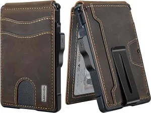 Bifold Wallet for Men with Money Clip, Slim Leather Card Holder
