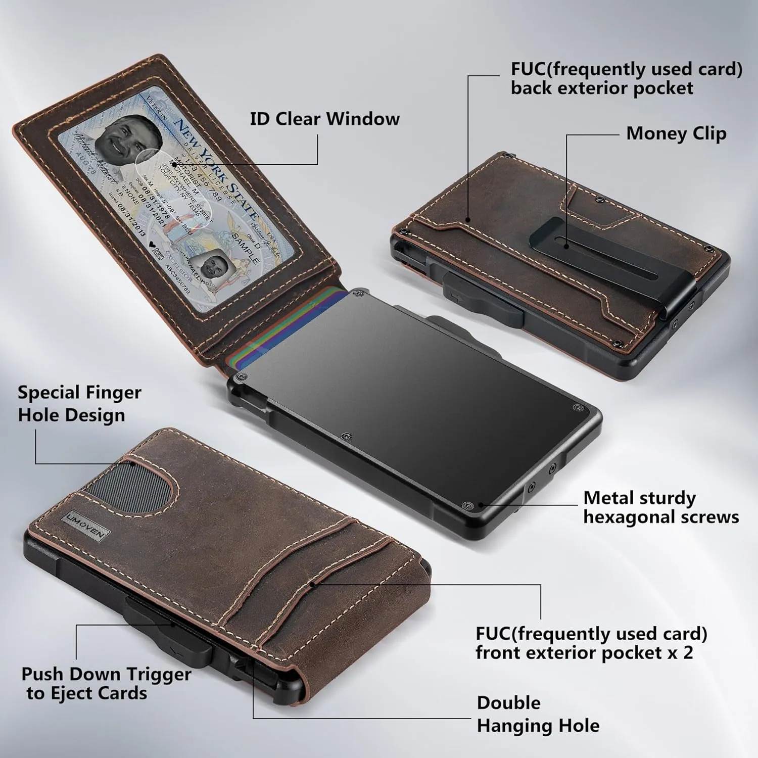 Bifold Wallet for Men with Money Clip, Slim Leather Card Holder
