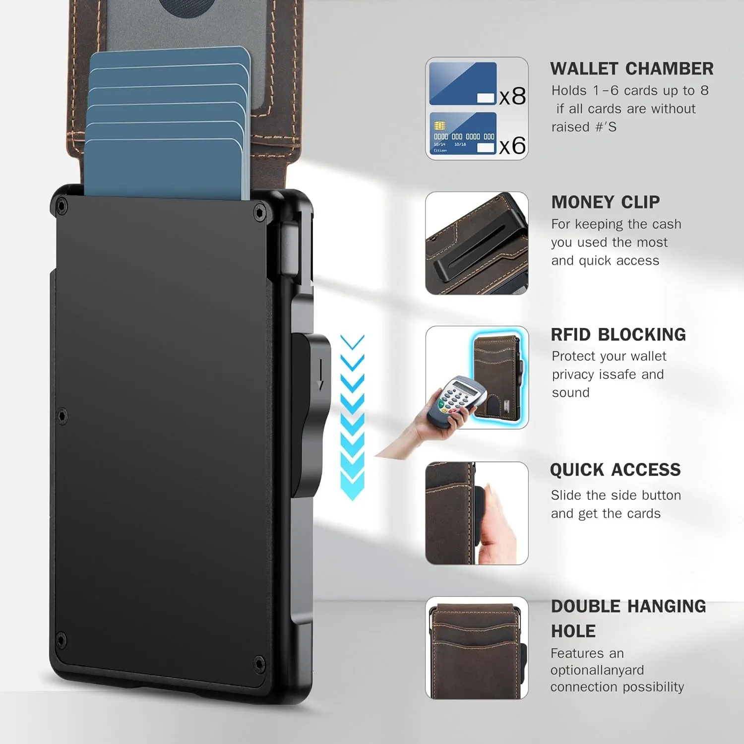 Bifold Wallet for Men with Money Clip, Slim Leather Card Holder