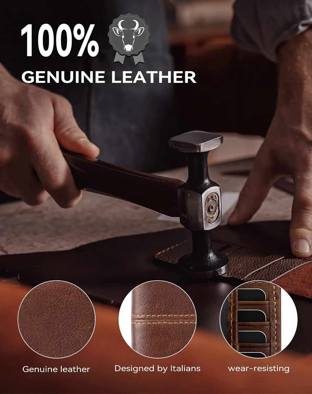 Bifold Wallets for Men, Rfid Blocking Genuine Leather Card Holder