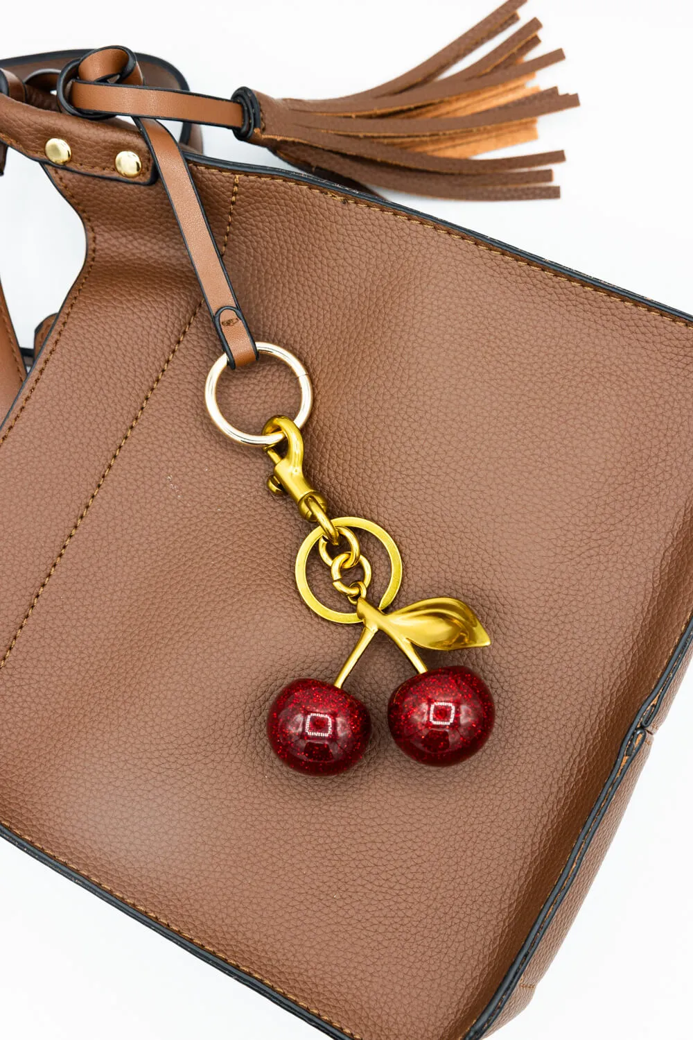Black Cherry Sparkle Purse Charm in Gold | CH103