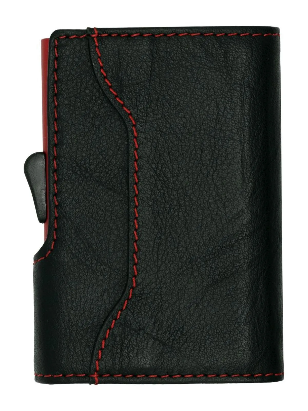 C-Secure Italian Leather Single Wallet Special Edition RFID Black Red
