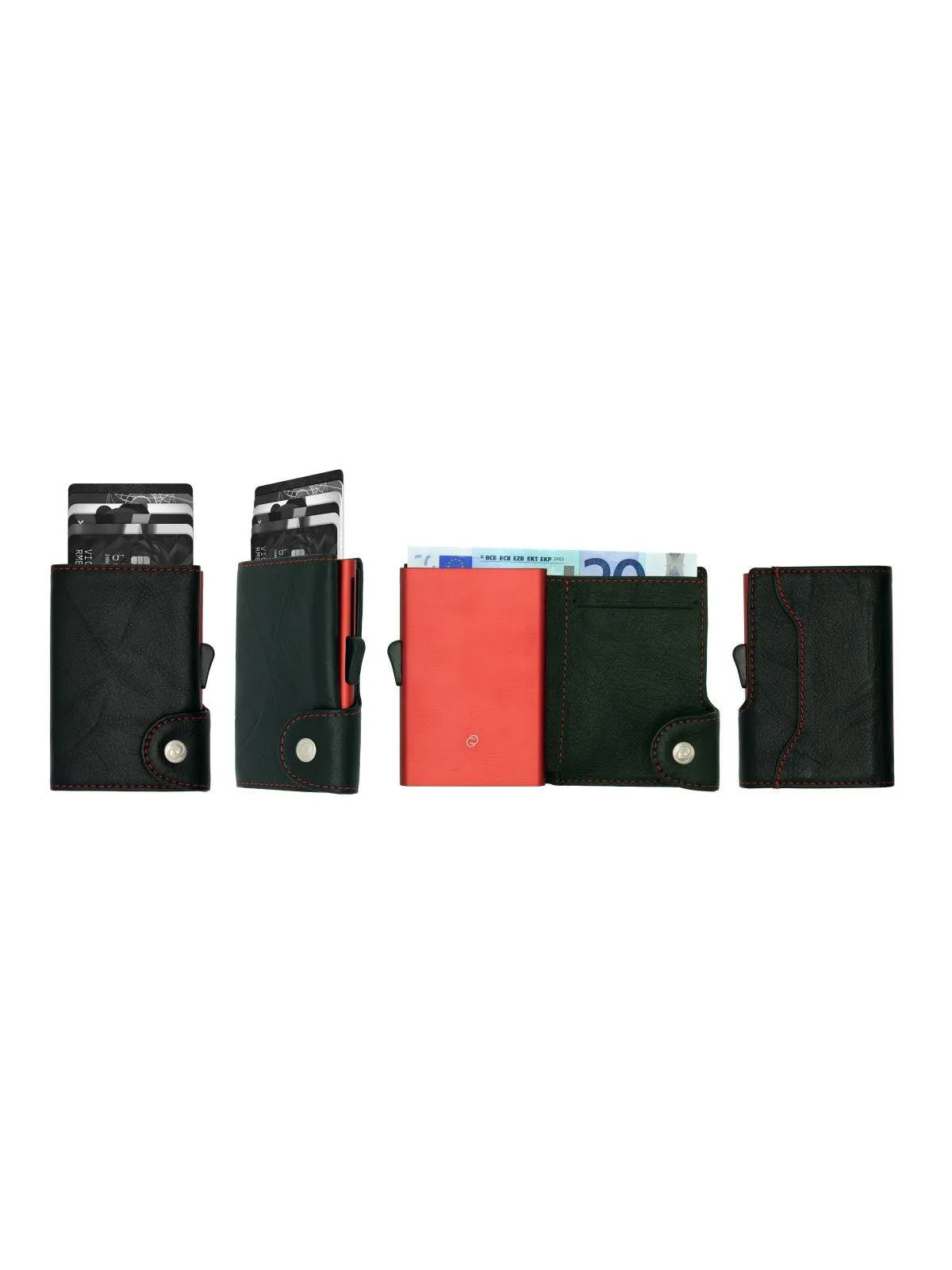 C-Secure Italian Leather Single Wallet Special Edition RFID Black Red