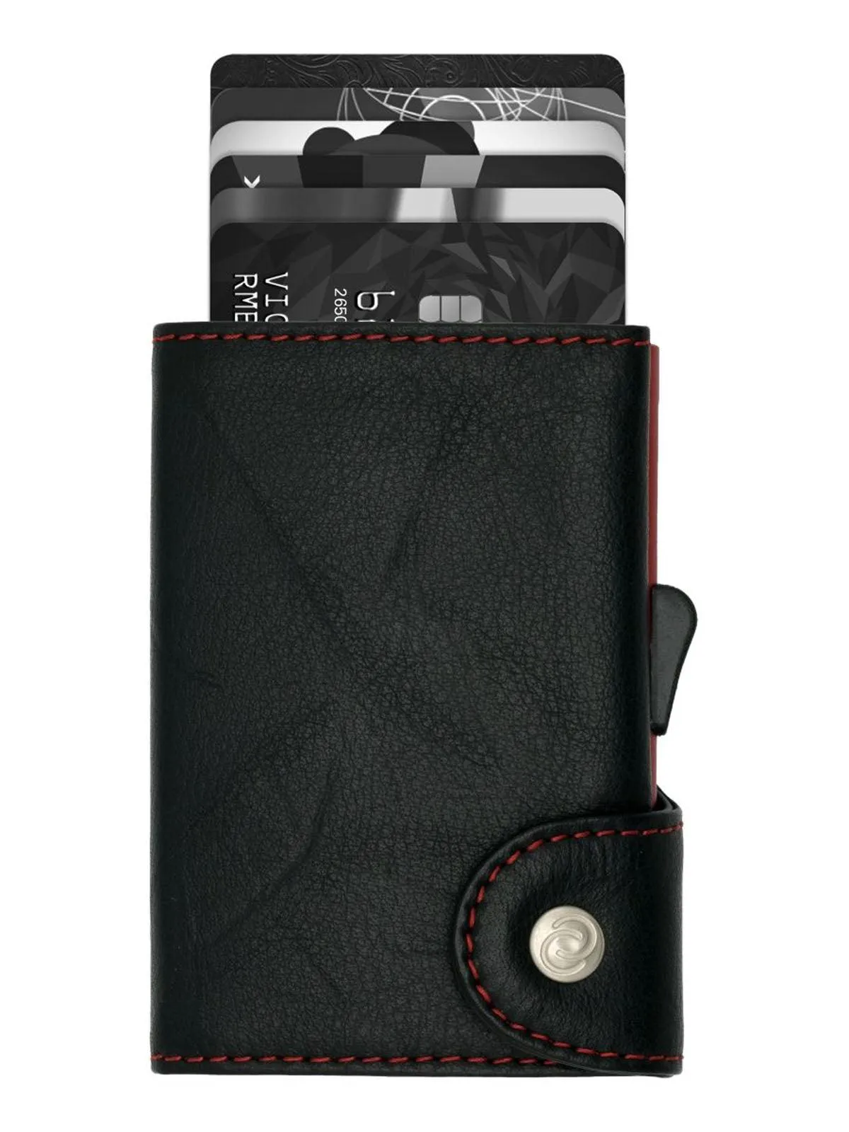 C-Secure Italian Leather Single Wallet Special Edition RFID Black Red