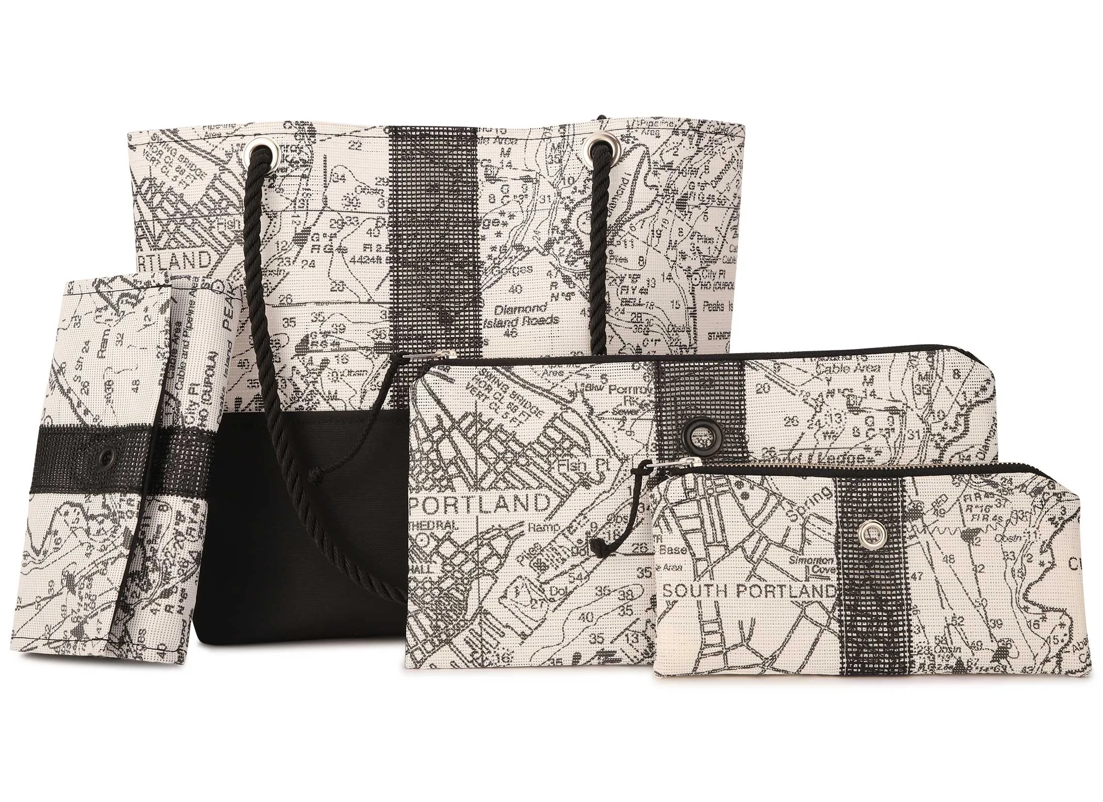 Casco Bay Chart in Black Mini-Clutch