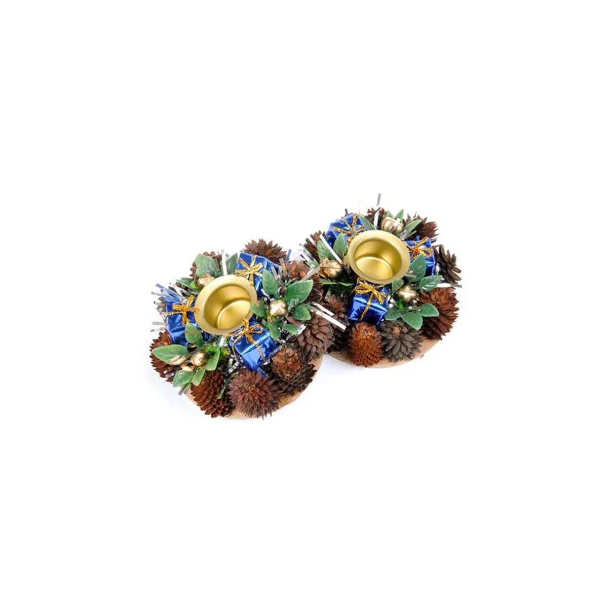 Decorative Holiday Candle Holders - Red Berries, Red Presents or Blue Presents