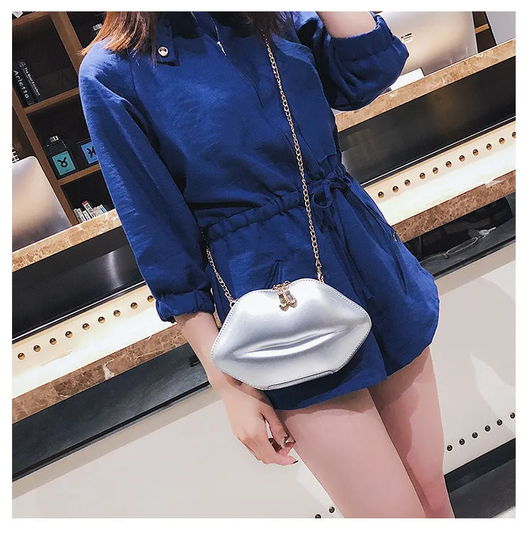 Dinner Bag Lips Bag Messenger Bright Patent Leather Handbag Chain Small Hand Red Lips Banquet Bag
