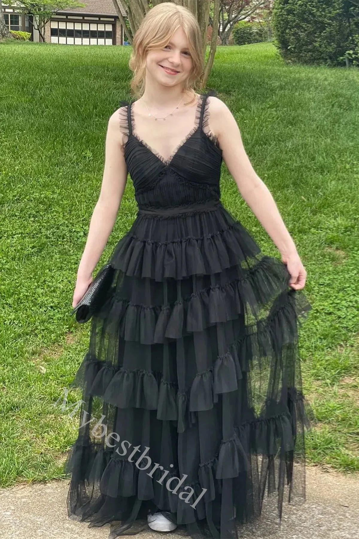 Elegant V-neck Sleeveless A-line Floor Length Long Prom Dress,PDS11567