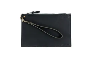 FELICITY ZIPPERED CLUTCH WITH WRISTLET - SMALL - BLACK BISON
