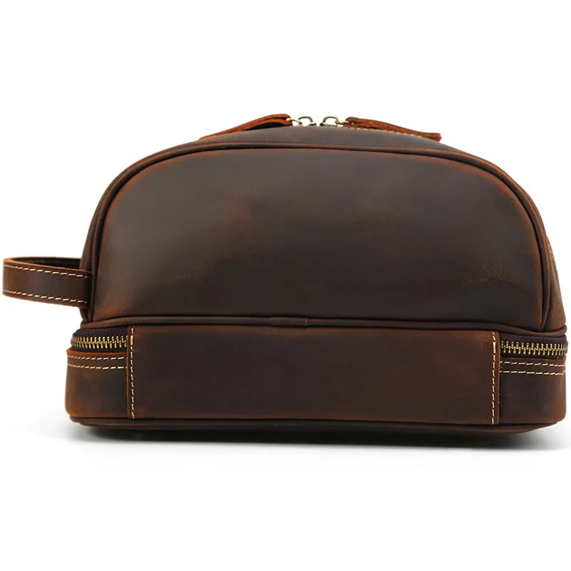 Full Grain Leather Wash Bag Handmade Toiletry Bag Dopp Kit Shaving Kit 8814