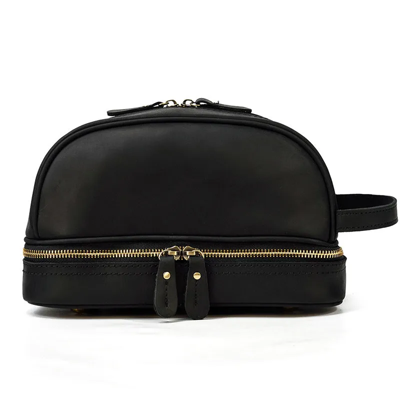 Full Grain Leather Wash Bag Handmade Toiletry Bag Dopp Kit Shaving Kit 8814