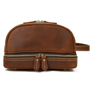 Full Grain Leather Wash Bag Handmade Toiletry Bag Dopp Kit Shaving Kit 8814