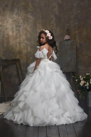 Girl's Ruffled Sparkly Long Princess Dress
