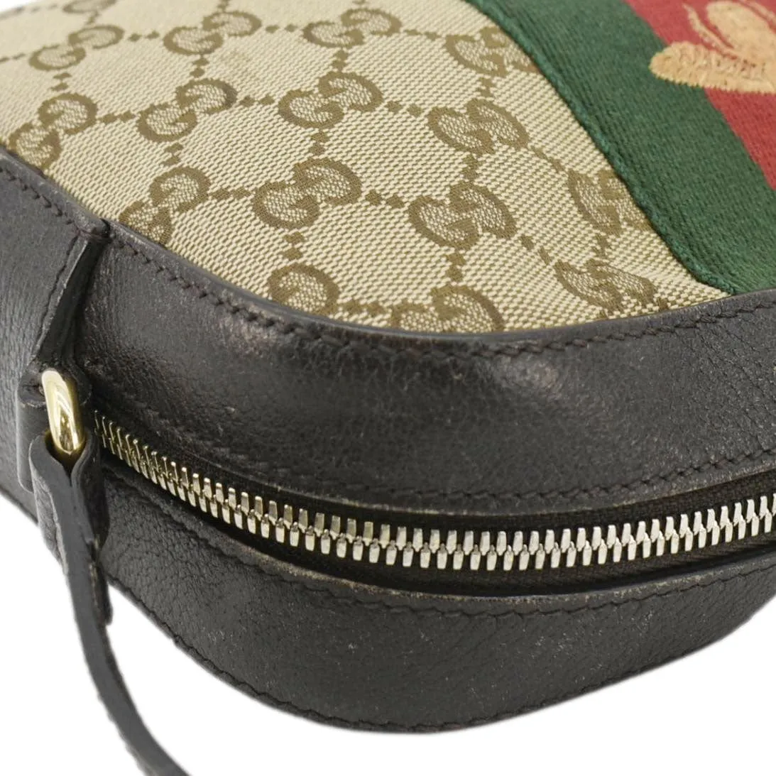 GUCCI Bee Web GG Canvas Camera Crossbody Bag Beige 412008