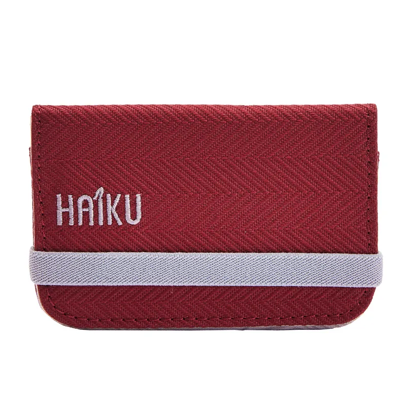 Haiku Trek RFID Mini Wallet 2.0 in Rosewood, River Rock Blue, Black & Forest