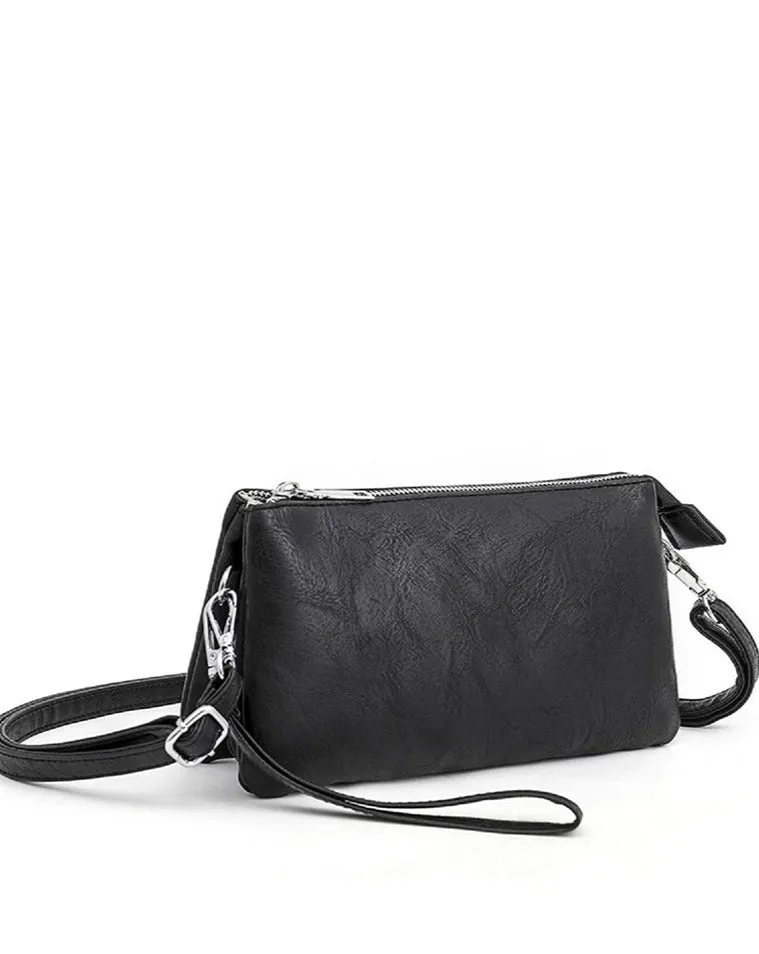HEATHER 3 IN 1 CROSSBODY PURSE CLUTCH - BLACK