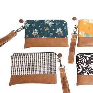 Ivey Wristlet Wallet Small Leather Trim MADE TO ORDER