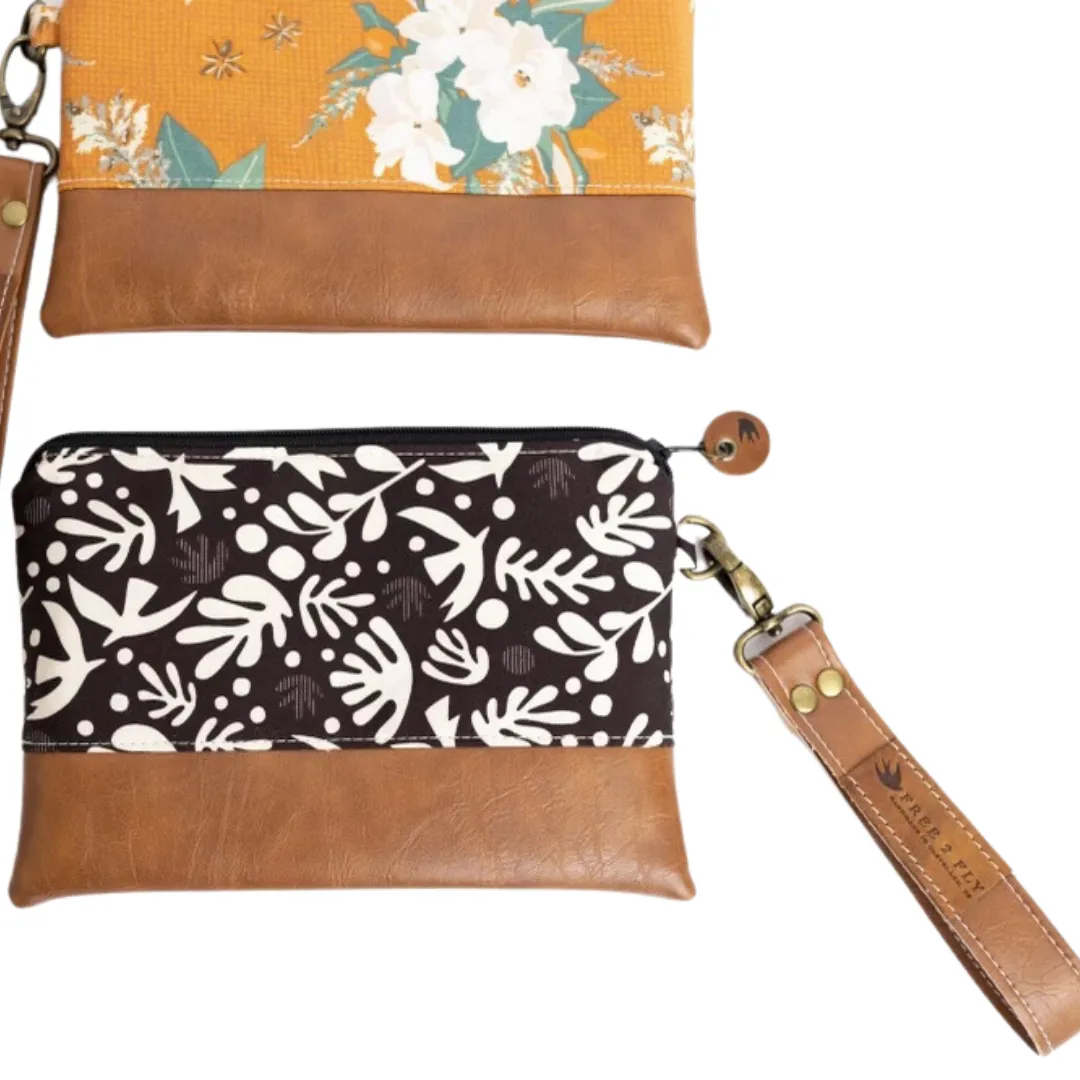 Ivey Wristlet Wallet Small Leather Trim MADE TO ORDER