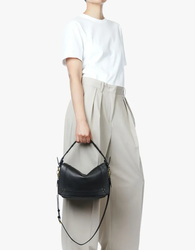 Jerome Dreyfuss Pepito M Handbag in Bufflao Noir Brass