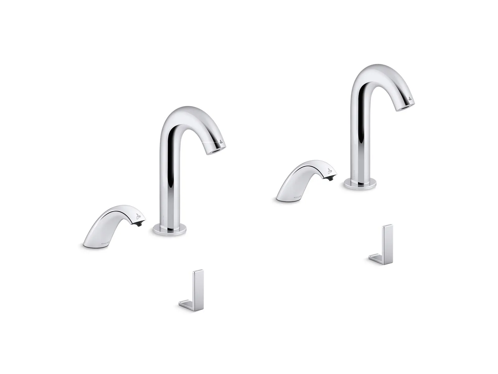 KOHLER K-181032-BB1 Oblo Curve Touchless lavatory faucets and soap dispensers with Kinesis sensor technology, AC-powered, 0.5 gpm