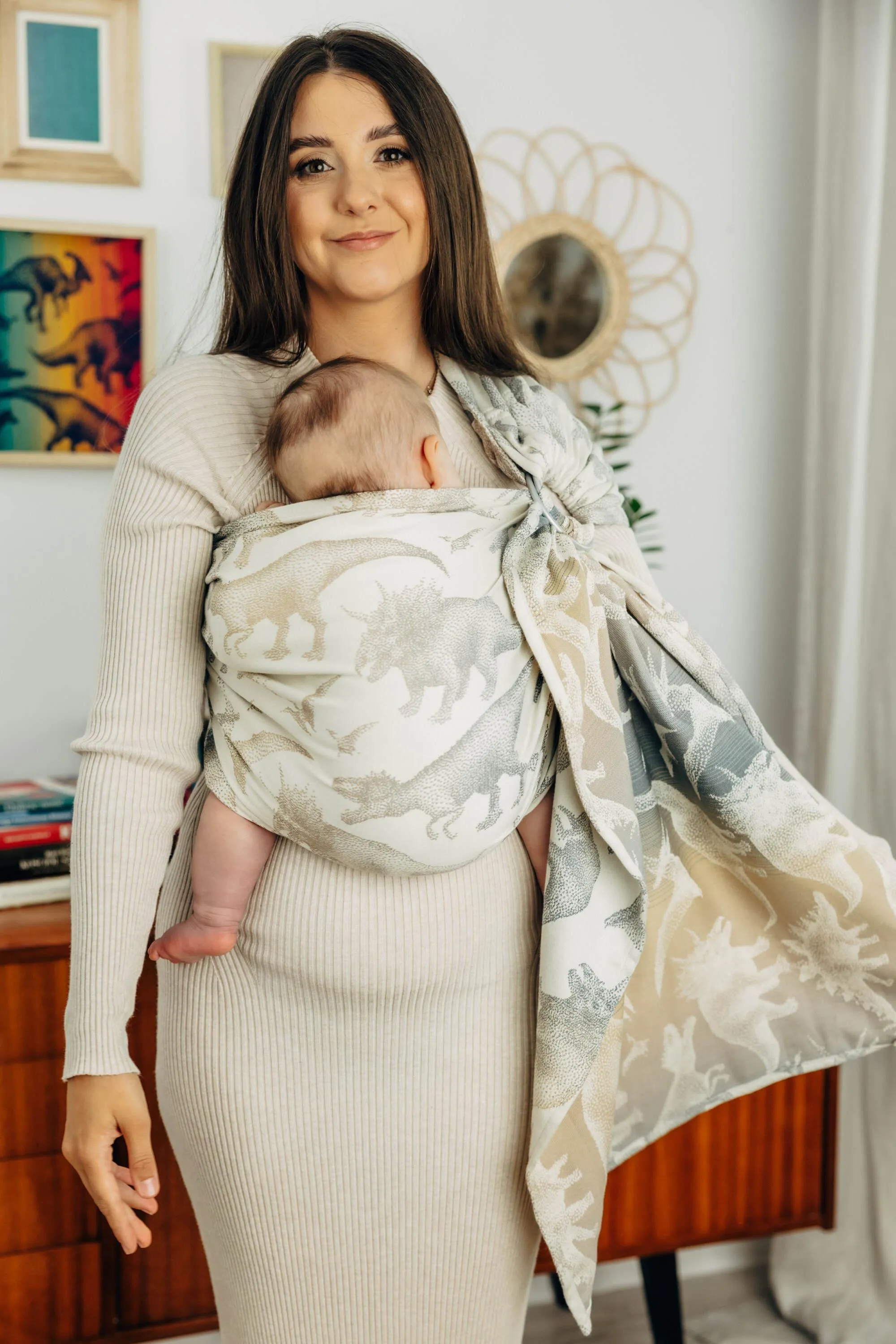 LennyLamb Ring Sling With Gathered Shoulder Jurassic Park Ice Desert