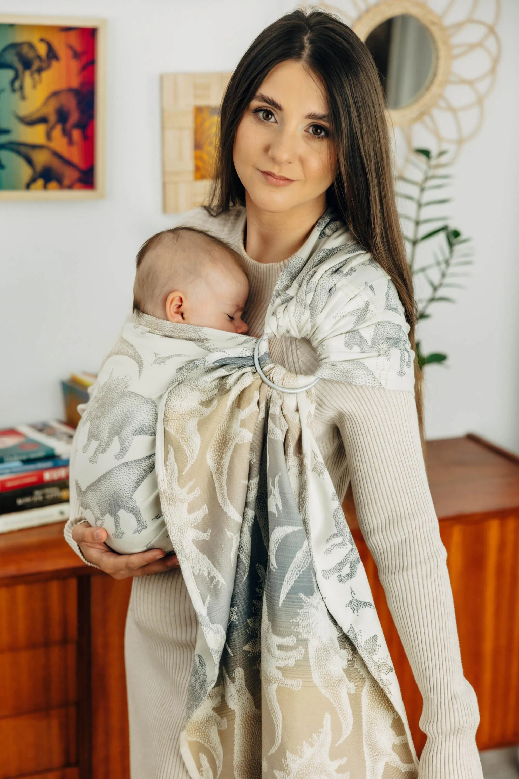 LennyLamb Ring Sling With Gathered Shoulder Jurassic Park Ice Desert