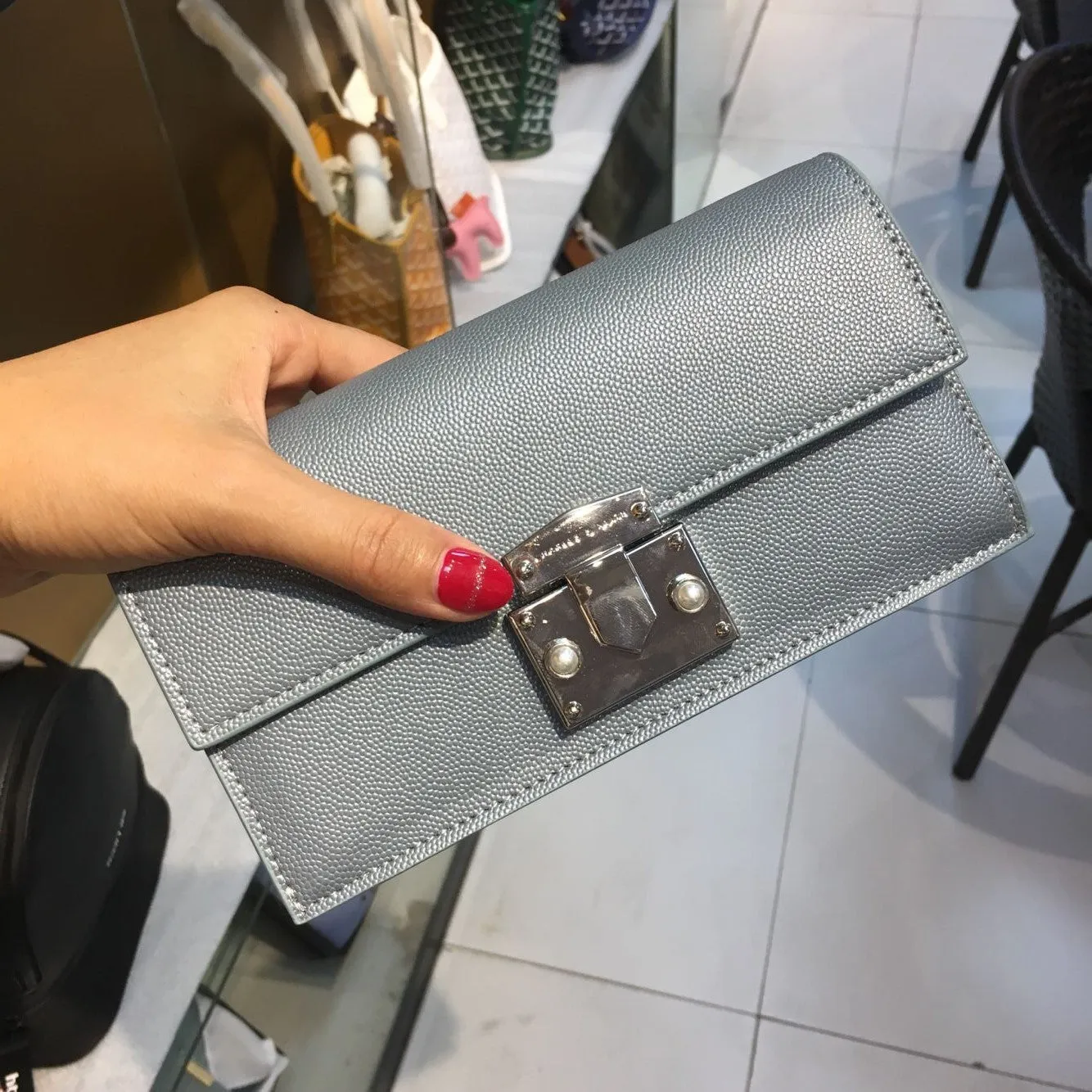 Long Flow Small CK Wallet Shoulder Chain Bag Rhinestone Beads Hand Bag Messenger Bag