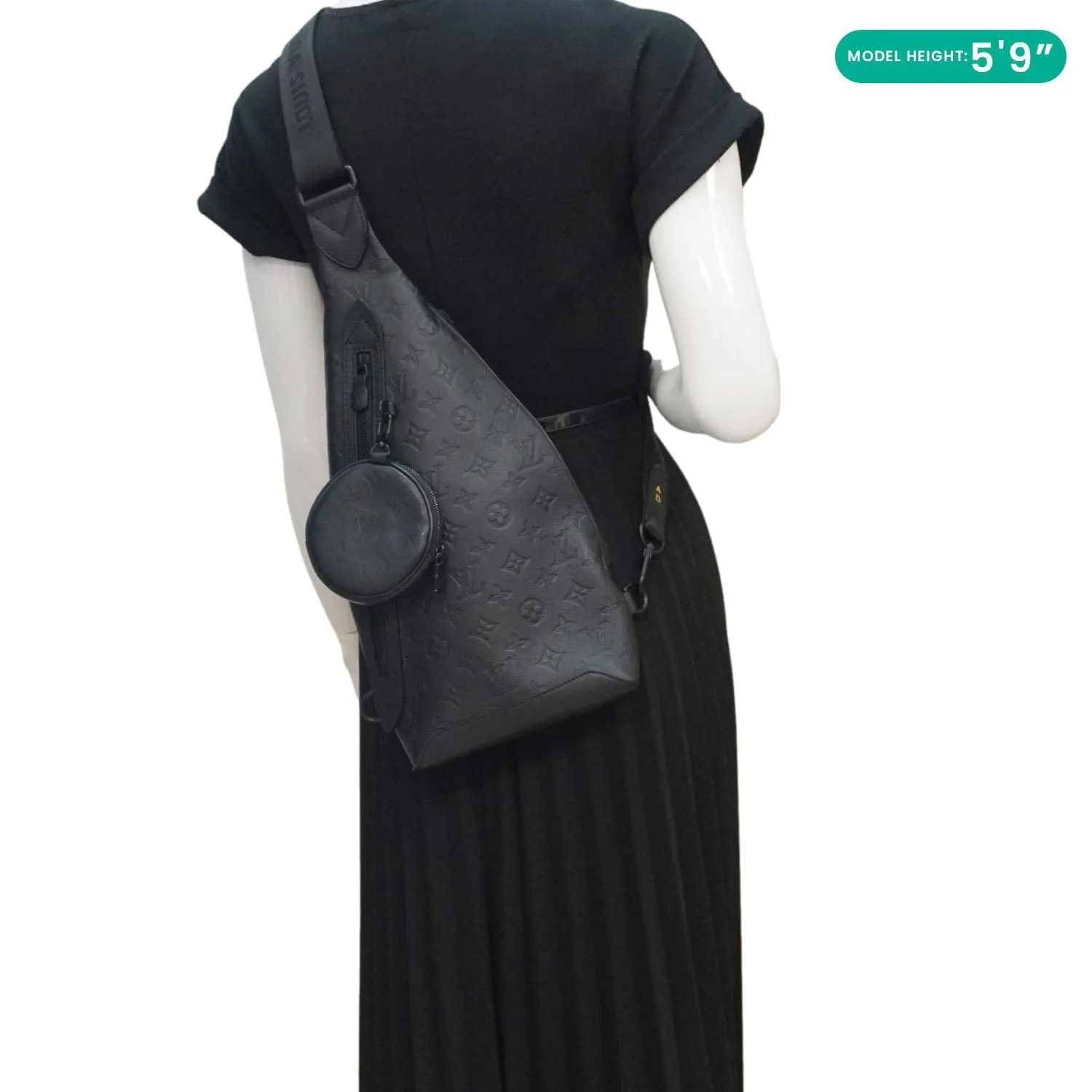 LOUIS VUITTON Duo Slingbag Taigarama Crossbody Bag Black