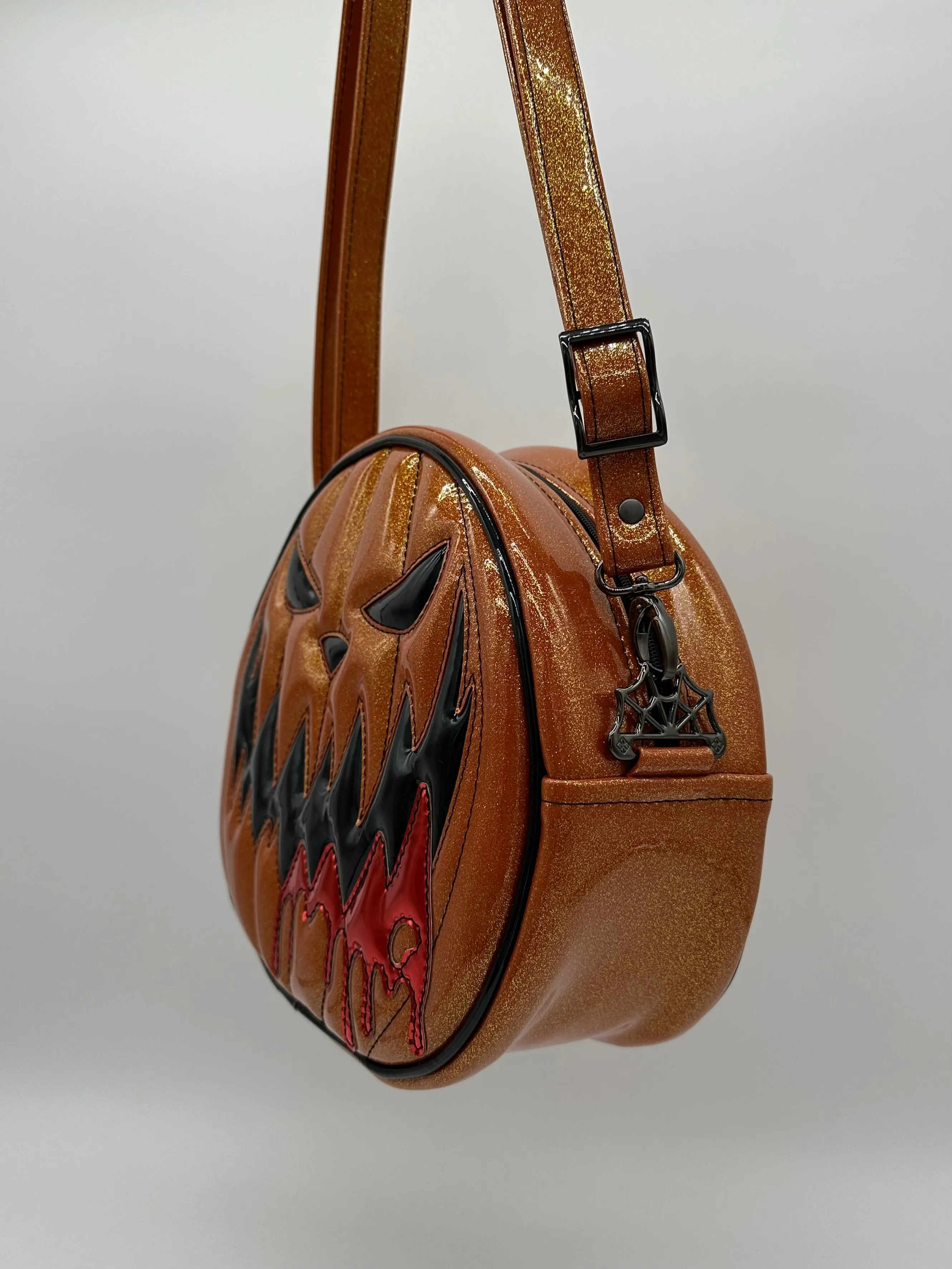 Mean Face Ooze - Orange Glitter with Black & Red Chrome