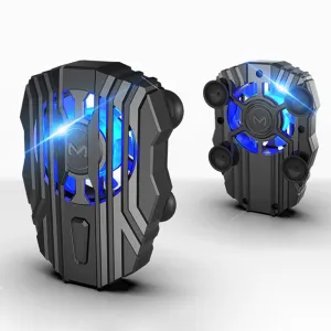Mini Radiator Cold Wind Handle Fan For PUGB Mobile Phone Cooler Controller LED Light Cooling black
