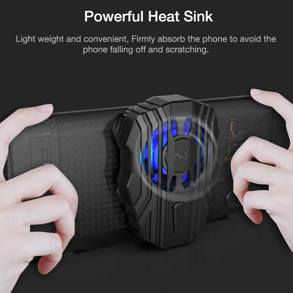 Mini Radiator Cold Wind Handle Fan For PUGB Mobile Phone Cooler Controller LED Light Cooling black