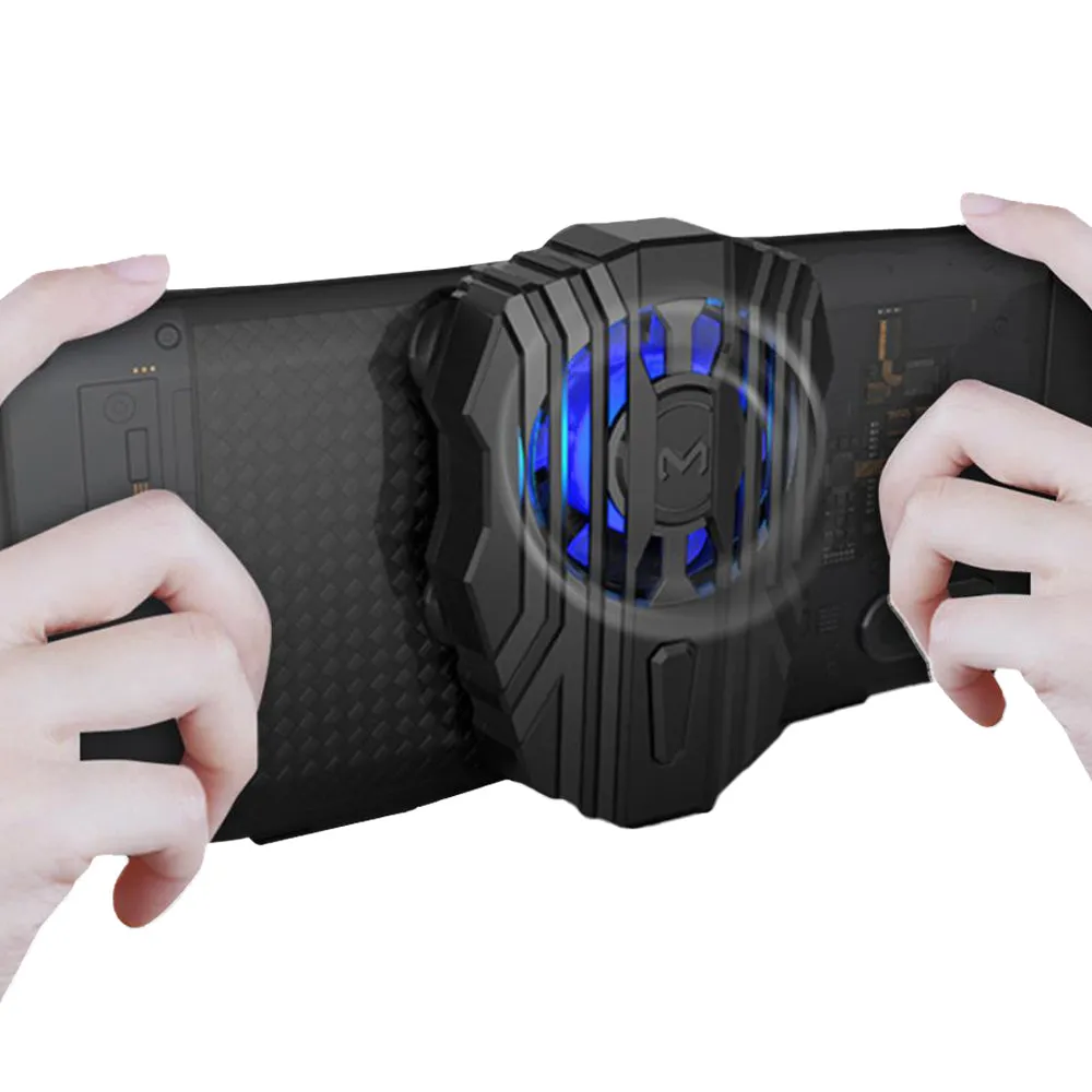 Mini Radiator Cold Wind Handle Fan For PUGB Mobile Phone Cooler Controller LED Light Cooling black