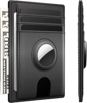 Minimalist Airtag Wallet Crazy Horse Leather Wallet with Airtag