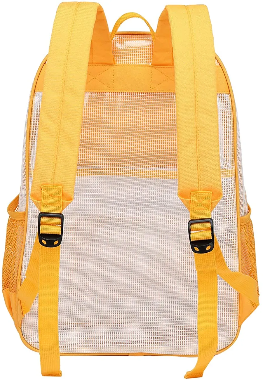 New Great Quality Large Mygreen Stadium Approved Backpack, Heavy Duty School Bag for 15.6 Laptop, Clear/Yellow! Retails $80 