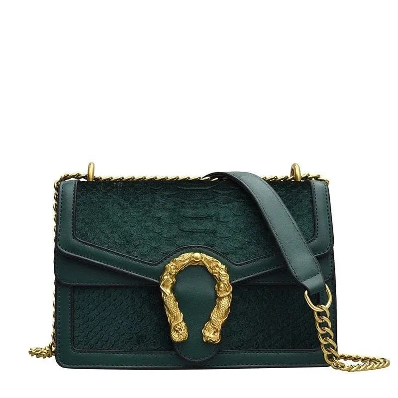 New The Naomi Crossbody Bag Handbag by Bond and Mason Emerald Green Crocodile Pattern Retails $273 