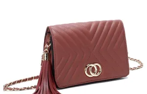 Pattern Stitching Tassel Crossbody Bag