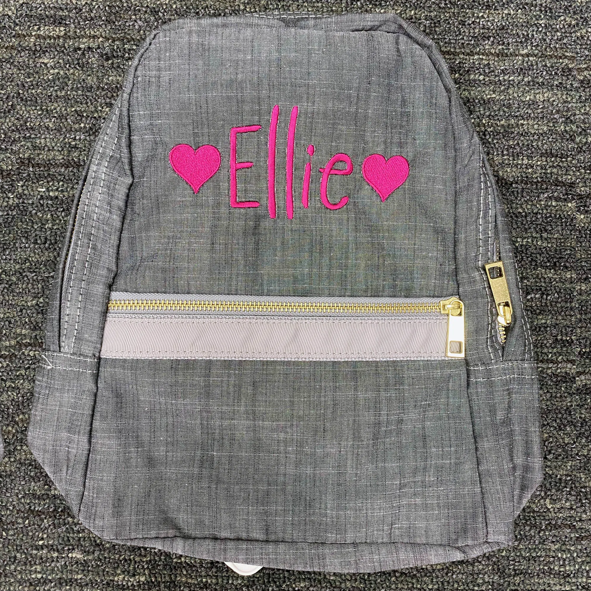 Personalized Chambray Grey Large Backpack w/Pockets