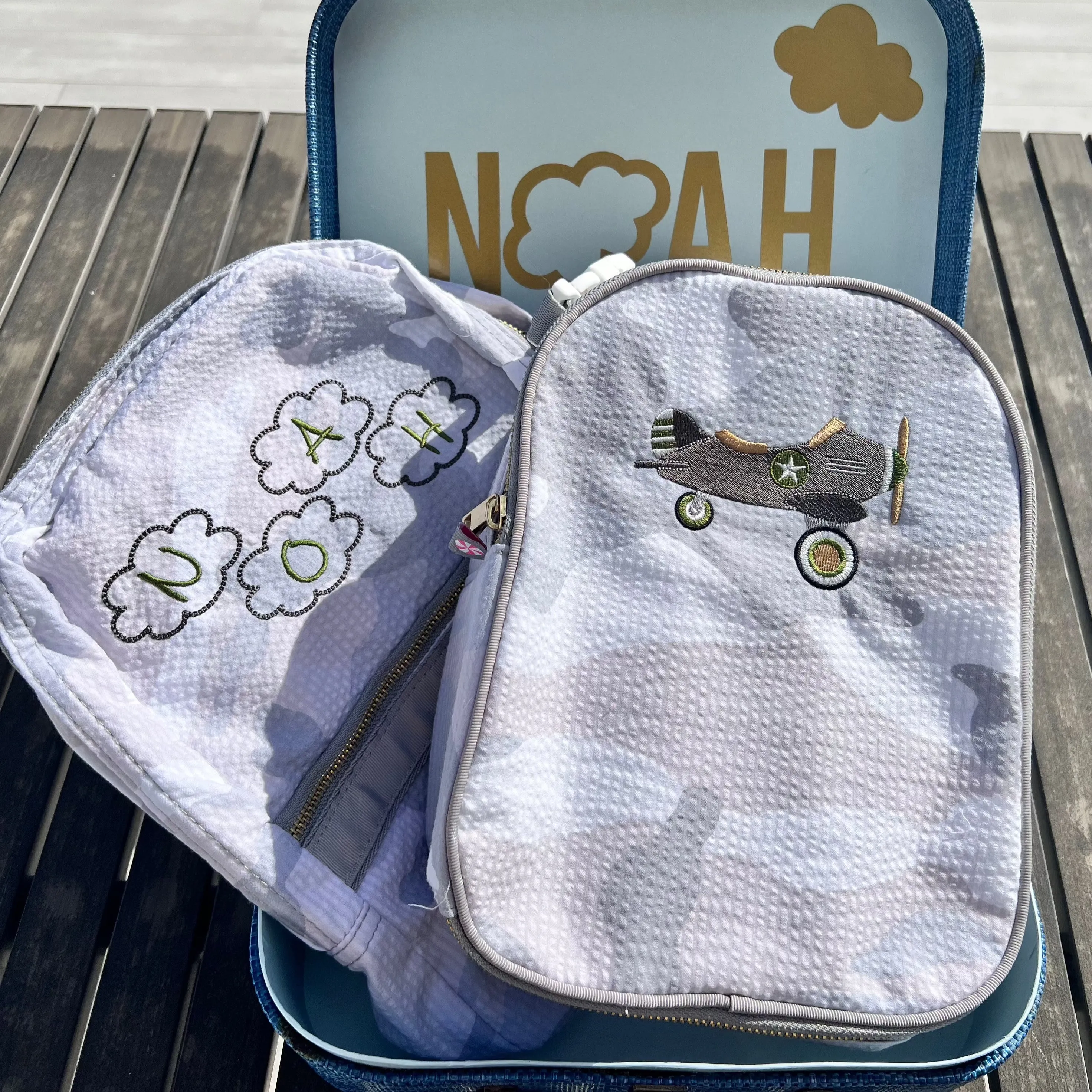 Personalized Seersucker Snow Camo Lunch Box