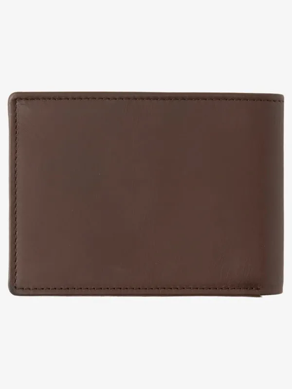 Quiksilver Mac Tri-Fold Leather Wallet - Chocolate Brown