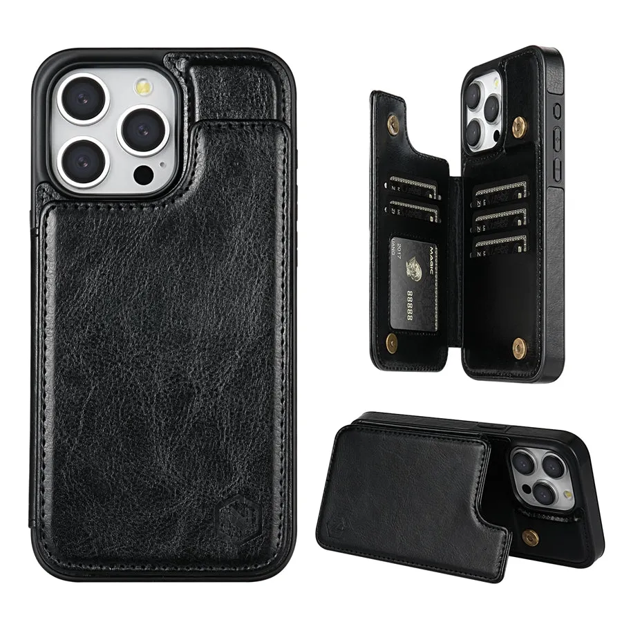 RFID Blocking Card Holder Leather Case For iPhone