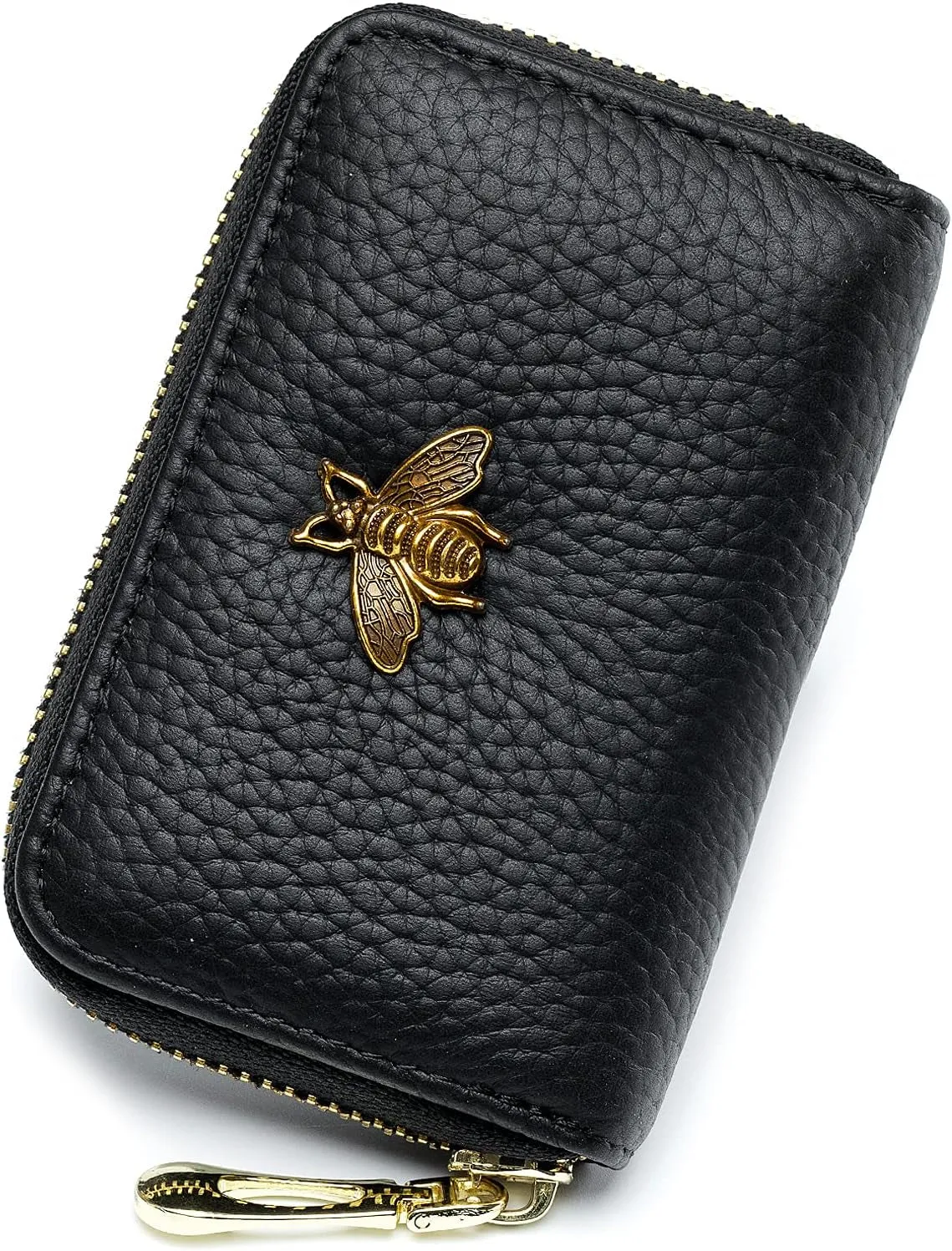 RFID Credit Card Holder Small Leather Zipper Card Case for Women