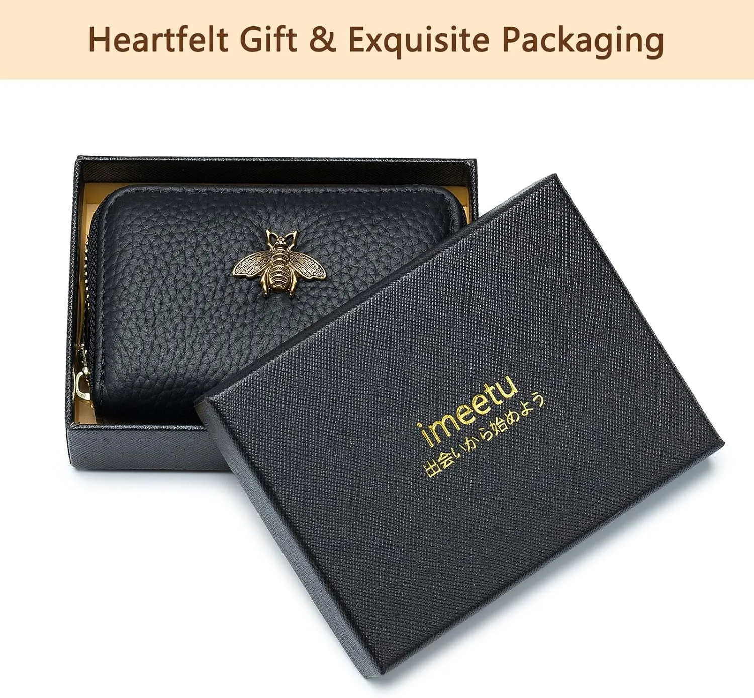 RFID Credit Card Holder Small Leather Zipper Card Case for Women