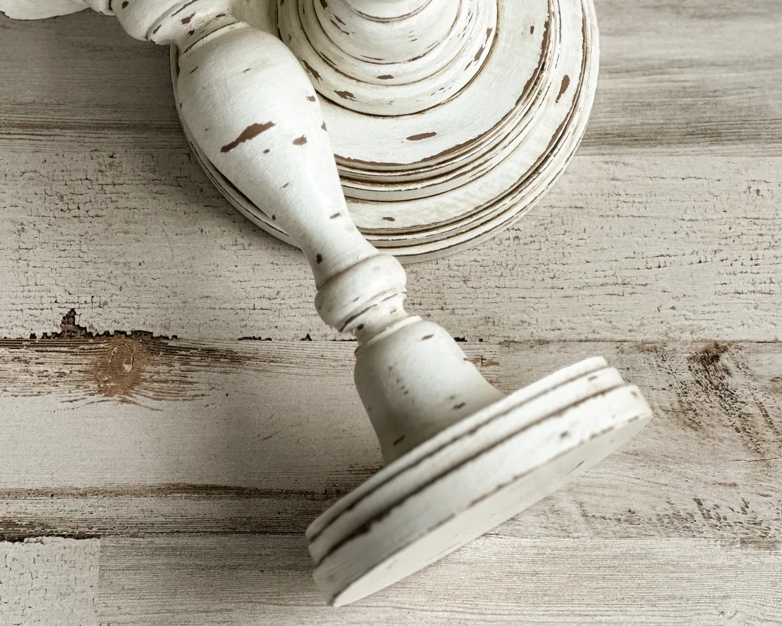 Rustic distressed wooden pillar candle holder