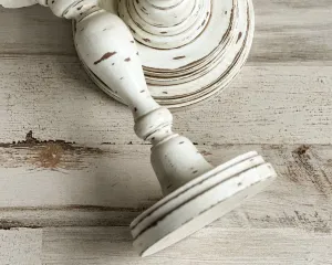 Rustic distressed wooden pillar candle holder