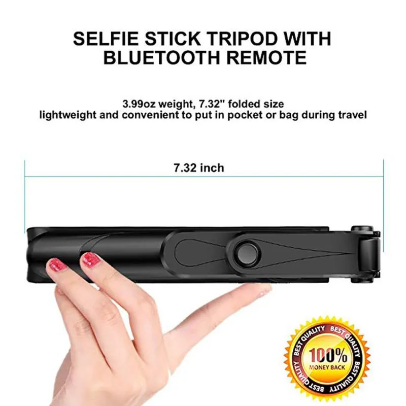 Selfie Stick with Tripod and Phone Holder Remote Controller Set for Smartphones Orange