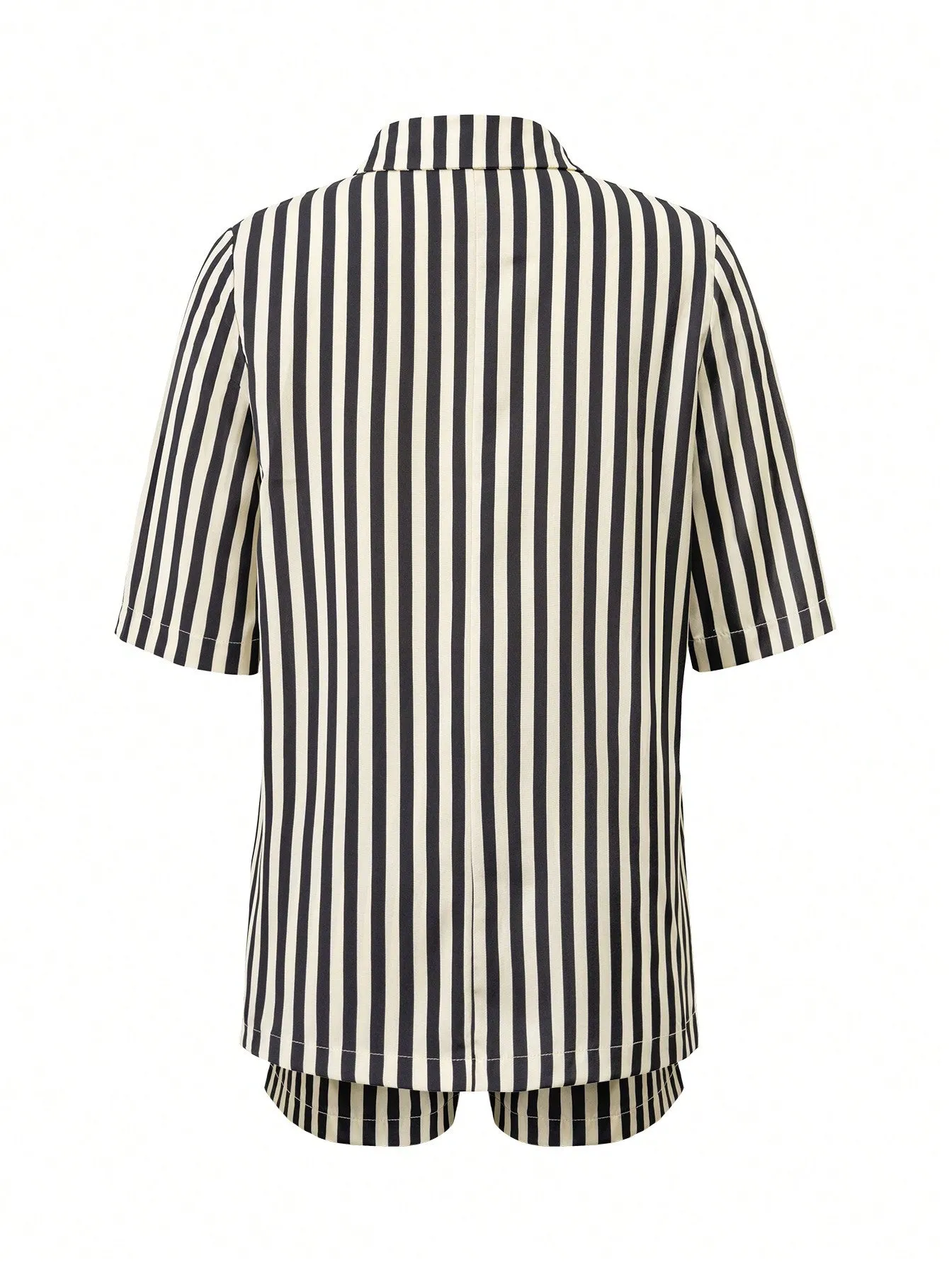 Set de 2 piezas de camisa y shorts a rayas para mujer