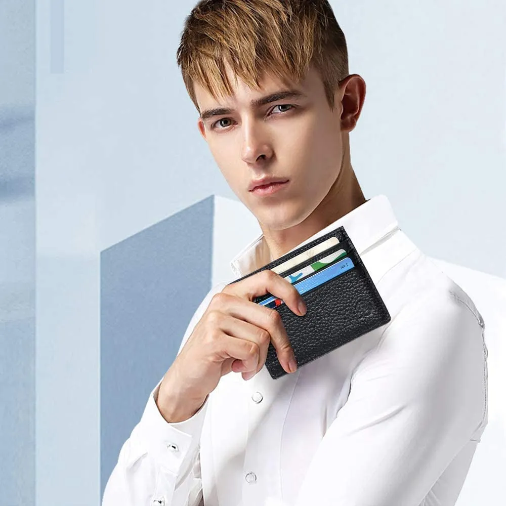 Slim Credit Card Holder Wallet RFID Blocking Leather Wallet