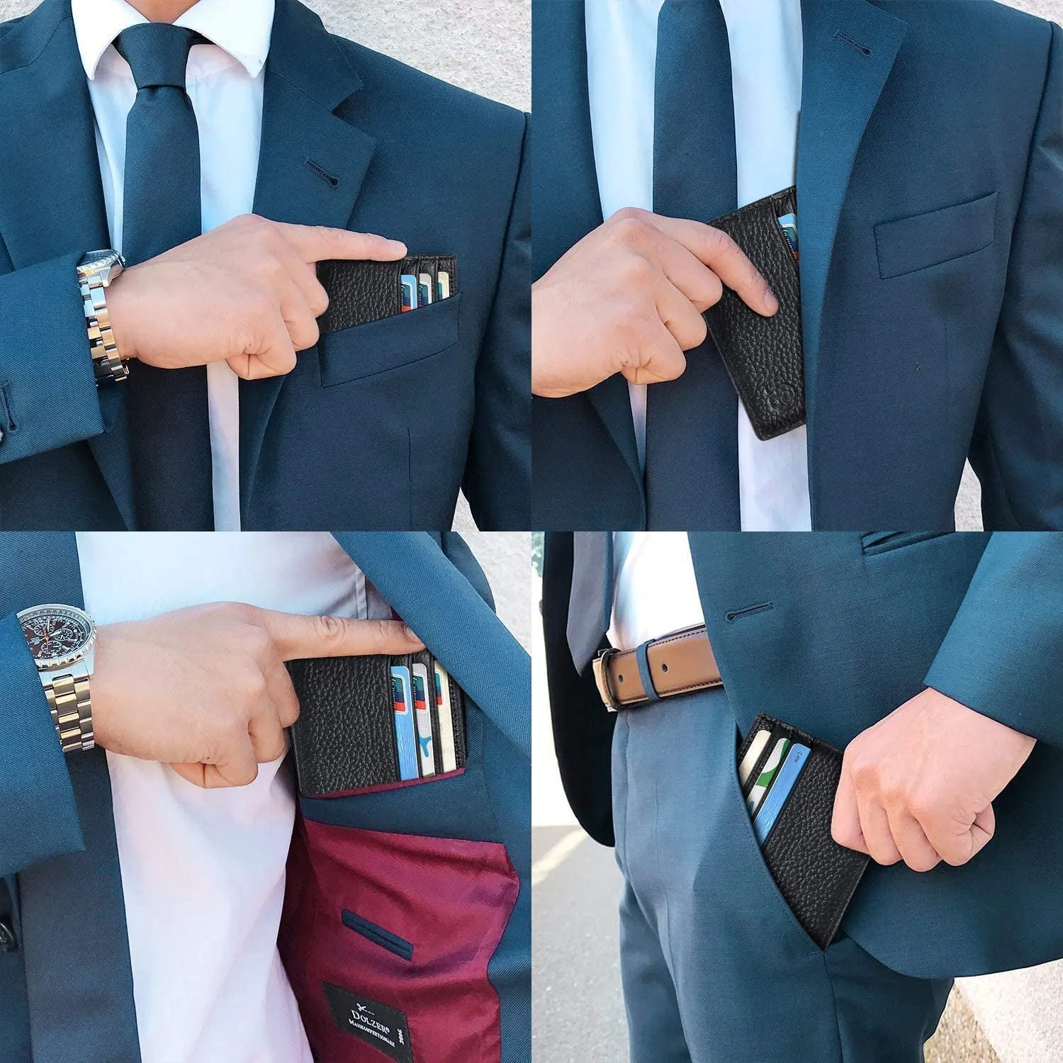 Slim Credit Card Holder Wallet RFID Blocking Leather Wallet