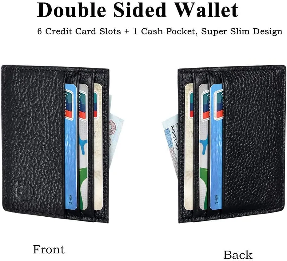 Slim Credit Card Holder Wallet RFID Blocking Leather Wallet