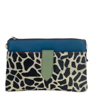 Soruka Nikki Leather Wristlet Bag - Blue Giraffe